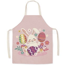 Joli tablier sans manches en polyester à motif de lapin de Pâques, avec double bandoulière, pour le ménage et la cuisine, rose, 470x380mm