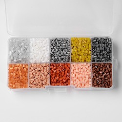 10 couleur pe bricolage perles à repasser fondantes recharges, Tube, couleur mixte, 3~3.3x2.5~2.6mm, environ 500pcs / compartiment, 5000 pcs / boîte