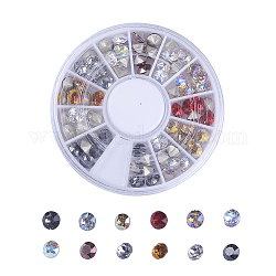 Cabochons de strass en K9 verre , dos et dos plaqués, facette, diamant, couleur mixte, 5.3x4mm, à propos 5pcs / couleur, 60 pcs / boîte