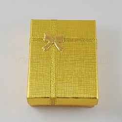 Valentines forfaits jours de cadeaux pendentif carton colliers boîtes, avec bowknot extérieur et intérieur éponge, pour les colliers et pendentifs, rectangle, or, 9x7x3 cm