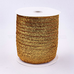 Ruban scintillant, ruban de polyester et nylon, verge d'or noir, 3/8 pouce (9.5~10 mm), environ 200 mètres / rouleau (182.88 m / rouleau).