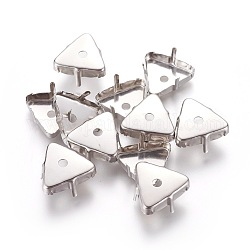 Stainless Steel Rhinestone Claw Settings, Triangle, Stainless Steel Color, 18x18.8x8.8mm, Tray: 17.2x18mm