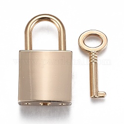 Rectangle Alloy Padlock Mini Lock with Key, for Jewelry Box Storage Box Diary Book, Golden, 35.5x20.5x11mm, Hole: 10x12mm