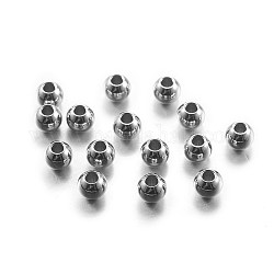 Perles en 304 acier inoxydable, lisser, ronde, couleur inoxydable, 5x4mm, Trou: 2mm