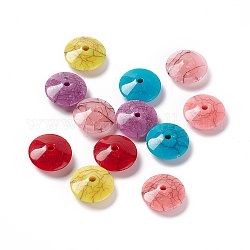 Crackle undurchsichtigen Acryl Perlen, Nachahmung türkis, Scheibe, Mischfarbe, 14x5.5 mm, Bohrung: 2 mm, ca. 943 Stk. / 500 g