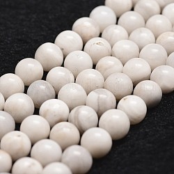 Pazzi fili agata perline naturali, tondo, bianco, 8mm, Foro: 1 mm, circa 44pcs/filo, 14.9 pollice~15.1 pollici