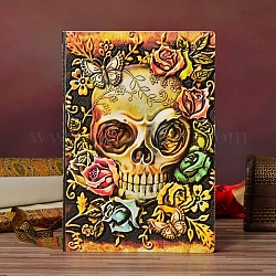 3D-Notizbuch aus geprägtem PU-Leder, A5-Tagebuch mit Halloween-Totenkopfmuster, für Schulbürobedarf, Mehrfarben, 215x145 mm