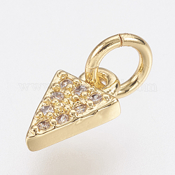 Brass Micro Pave Cubic Zirconia Charms, Lead Free & Cadmium Free, Triangle, Golden, 8x5x2mm, Hole: 2.8mm