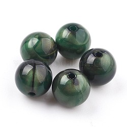 Abalorios de acrílico, perlas de imitación de ojo de tigre, redondo, verde oscuro, 17~17.5mm, agujero: 2.5 mm