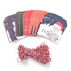 Etiquetas de regalo de papel, Etiquetas colgantes, con hilo de yute, para la decoración de navidad, Navidad tema patrón, 7.6x4.5x0.02 cm, agujero: 5 mm, 50 unidades / bolsa