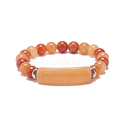 Bracelet extensible en perles d'aventurine rouge naturelle, bijoux en pierres précieuses pour femmes, bracelets à breloques barre rectangulaire, diamètre intérieur: 2-1/8 pouce (5.3 cm)