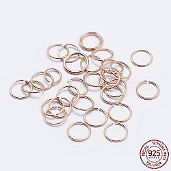 925 anello di salto aperto in argento sterling, anelli rotondi, oro roso, 20 gauge, 6x0.8mm, diametro interno: 4mm, circa 116pcs/10g
