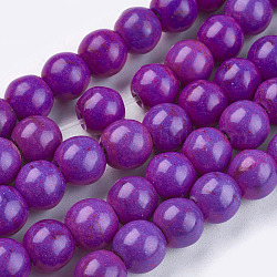 Kunsttürkisfarbenen Perlen Stränge, gefärbt, Runde, lila, 8 mm, Bohrung: 1 mm, ca. 50 Stk. / Strang, 15.35 Zoll