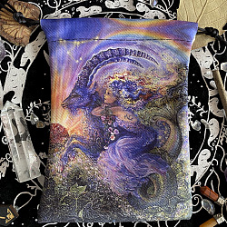 Pochettes d'emballage en velours de coton, sacs à cordonnet, style de peinture à l'huile, rectangle avec motif de constellation, Capricorne, 18x13 cm