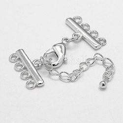 Латунный удлинитель цепи, застежки для ожерелья, с застежками-карабинами и однорядными концами шнура, пайки, платина, 4 мм, отверстие : 38 мм