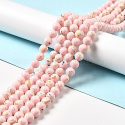 Fili di perle sintetiche turchesi e conchiglie montate, tinto, tondo, roso, 10mm, Foro: 1.2 mm, circa 40pcs/filo, 15.55'' (39.5 cm)