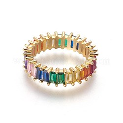 Cubic Zirconia Rings, with Brass Findings, Real 18K Gold Plated, Size 7, 17mm