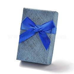 Boîtes d'emballage pour ensemble de bijoux en carton, avec une éponge à l'intérieur, pour les bagues, petites montres, colliers, des boucles d'oreilles, bracelet, rectangle avec bowknot, bleu royal, 8.35x5.5x2.55~3 cm