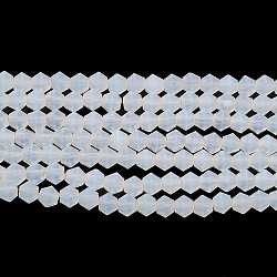 Fili di perle di vetro smerigliato imitazione giada, sfaccettato bicono, chiaro, 4.5x3.5~4mm, Foro: 1 mm, circa 87~89pcs/filo, 13.98''~13.39'' (33.5~34 cm)