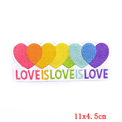 Computergesteuerte Stickerei Stoff zum Aufbügeln / Aufnähen von Patches, Kostüm-Zubehör, Herz mit Wort, Farbig, 45x110 mm