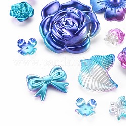 Perlas de plástico abs pintadas con spray, imitación de concha y perla, formas mixtas, el cielo azul, 8~46x7~44x4~18mm, agujero: 1.5~4 mm