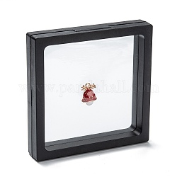 Boîte d'affichage de bijoux de suspension de film mince de pe transparent carré, pour bague collier bracelet boucle d'oreille stockage, noir, 11x11x2 cm