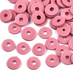Abalorios de arcilla polimérica hechos a mano, Para suministros de manualidades de joyería diy, disco / plano y redondo, abalorios heishi, rosa perla, 8x1mm, agujero: 2 mm, aproximamente 13000 unidades / 1000 g