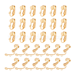 Unicraftale 30Pcs 304 Stainless Steel Clip-on Earrings Findings, with Loop, for Non-pierced Ears, Real 18K Gold Plated, 16x12x7.5mm, Hole: 1.8mm