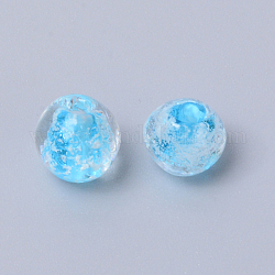 Perles vernissées manuelles, lumineux, ronde, bleu, 9mm, Trou: 1.8mm