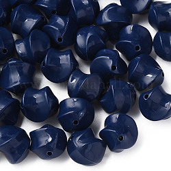 Abalorios acrílicos opacos,  torcedura, azul de Prusia, 14.5x14x14mm, agujero: 1.6 mm, aproximamente 390 unidades / 500 g