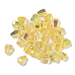 Perles en verre electroplate, facette, cône, or, 6x5x5.5mm, Trou: 1.4mm, 100 pcs /sachet 
