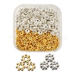 400 pz 2 colori perline distanziatrici in lega di stile tibetano, piombo & cadimo libero, perle granulari, d'oro e d'argento, 4x1.5mm, Foro: 1 mm, 200pc / colori