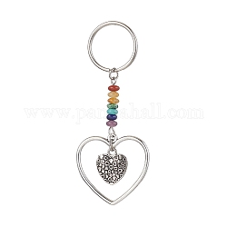 Брелок с подвеской в форме сердца, с чипом из драгоценных камней чакры и железными брелоками для ключей, сердце, 7.4 см