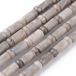 天然石シルバーリーフジャスパビーズ連売り  柱とロンデル  コラム：10~11.5x6mm  穴：0.8mm  ロンデル：6.5x3.5~4.5mm  穴：0.8mm  約：54個/連  15.74インチ（40cm）