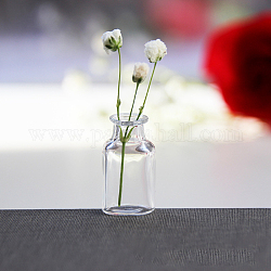 Bottiglie di vaso di vetro in miniatura trasparente, accessori per la casa delle bambole da giardino micro paesaggistico, decorazioni per oggetti di scena fotografici, chiaro, 14x28mm