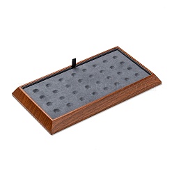 Rechteck Holz Präsentationsschmuck Runde Perlen Display Tablett, mit Mikrofaser überzogen, Münzstein-Organisator, Grau, 24.5x13.5x2.1 cm