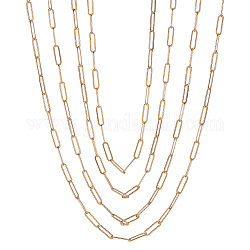 Fabricación de collar de cadena de clip de papel con textura de latón de élite pandahall, con cierre de langosta, real 18k chapado en oro, 24.01 pulgada (61 cm), 4 unidades / caja