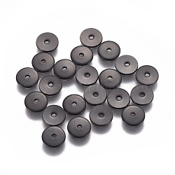 304 из нержавеющей стали разделительные бусины, плоско-круглые, электрофорез черный, 6x0.8 мм, отверстие : 1 мм