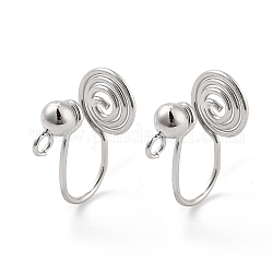 304 Stainless Steel Ear Cuff Findings, Wire Wrap Vortex Earring Findings with Vertical Loop, Stainless Steel Color, 14.5mm, Hole: 3x0.6mm