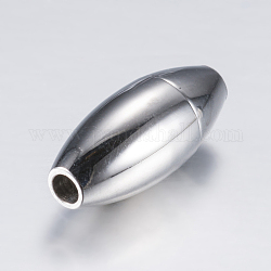 304 fermoirs magnétiques pointus en acier inoxydable avec emembouts à coller, surface lisse, balle, couleur inoxydable, 16.5x8.5mm, Trou: 2mm