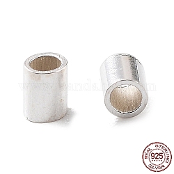 925 perles tube intercalaire en argent sterling, colonne, couleur d'argent, 2x1.5mm, Trou: 1mm, environ 588 pièces (10g)/sac