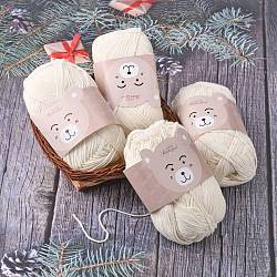 Hilos de algodón suave para bebés, con algodón y fibra de pan, blanco, 1.5mm, aproximamente 40 g / rollo, 145 m / rollo, 10 rollos / bolsa