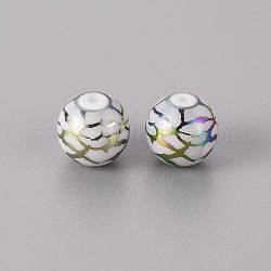 Perles en verre electroplate, ronde, multi-couleur plaquée, 10mm, Trou: 1.2mm