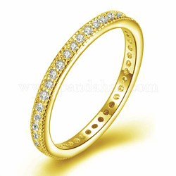 Micro Pave Cubic Zirconia Rings, with Brass Findings, Golden, US Size 6(16.5mm)