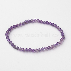 Naturelles améthyste perle ronde bracelets extensibles, 54.5mm, perle: 4~5 mm
