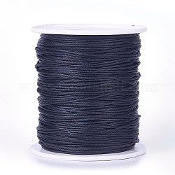 Waxed Cotton Thread Cords, Black, 1mm, about 100yards/roll(300 feet/roll)