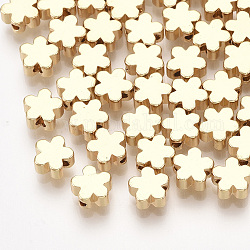 Perles en laiton, fleur, véritable 18k plaqué or, 6x6x3mm, Trou: 1mm