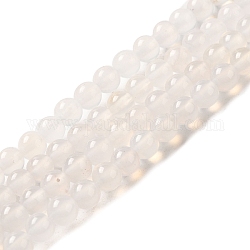 Natürliche Achat runde Perlen Strang, gefärbt, weiß, 6 mm, Bohrung: 1 mm, ca. 62 Stk. / Strang, 14.96 Zoll