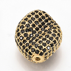 Messing Mikro ebnen Zirkonia Perlen, Oval, Schwarz, golden, 20x17x9 mm, Bohrung: 1.5 mm