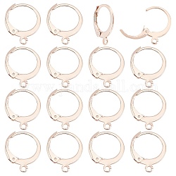 Unicraftale 30Pcs 304 Stainless Steel Leverback Earring Findings, with Loop, Rose Gold, 14.5x12x2mm, Hole: 1.2mm, Pin: 1x0.8mm